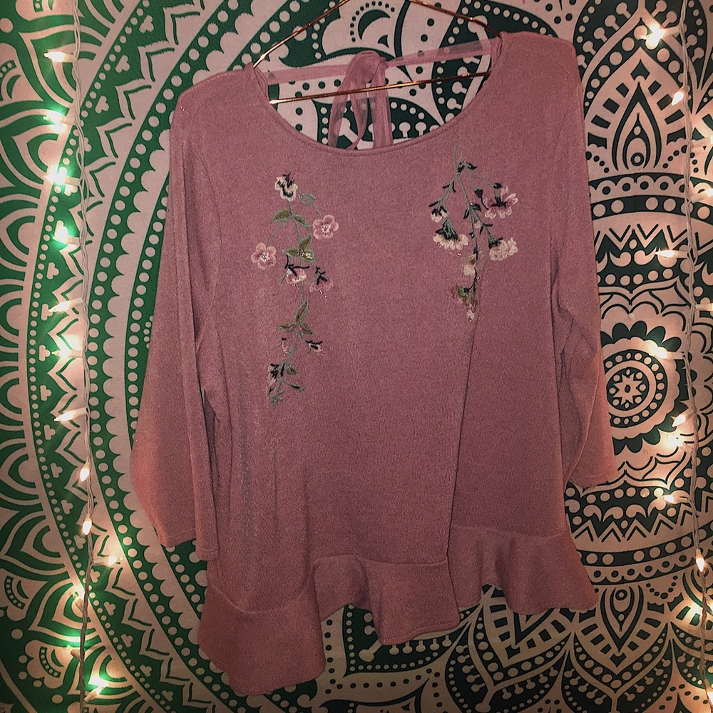 Super Soft Lauren Conrad Blush Embroidered Shirt